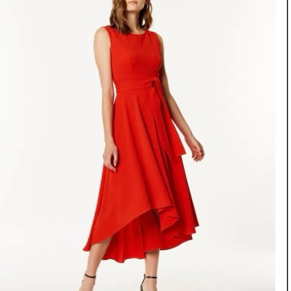 Karen Millen bright red hi-low hem dress
